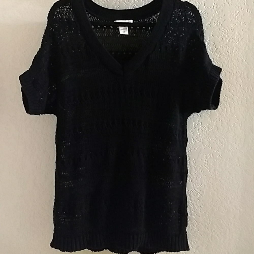 Covington Black Knit Crochet Pullover